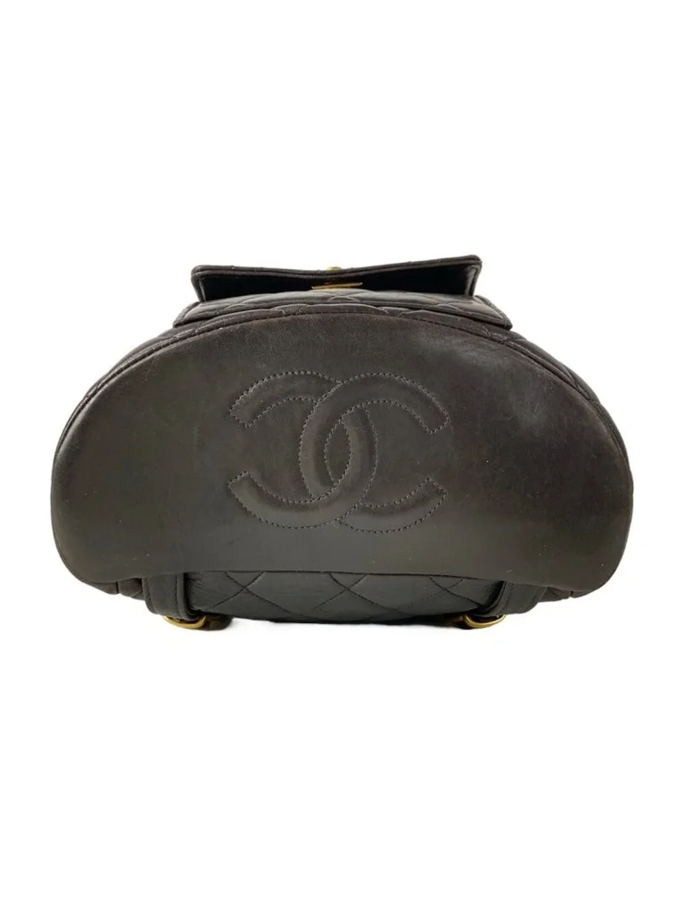 Chanel Backpack Quilted Black Chain Shoulder Gold Lambskin